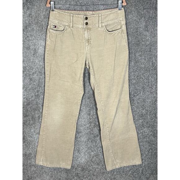 Tommy Hilfiger Jeans Corduroy Pants Womens Size 6 Tan Cotton Pockets Bootcut Y2K - Picture 1 of 12